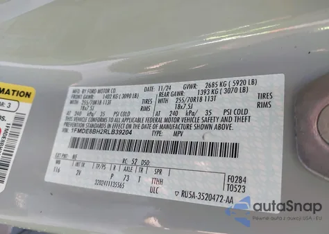 2024 Ford Bronco Outer Banks из США, поврежденный, VIN 1FMDE8BH2RLB39204